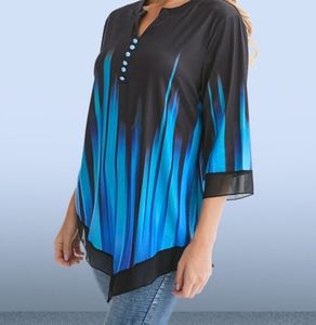 Split Neck with buttons 3/4 sleeve blouse NEW!